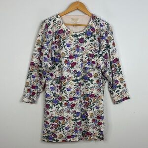 Vintage Victoria's Secret Nightgown Womens Small Cream Purple Floral Cotton PJs